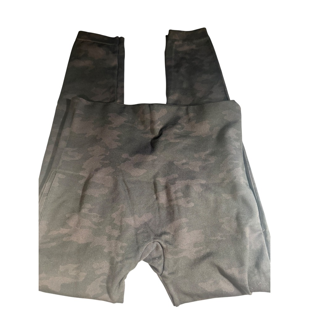 Spanx Look at Me Now Seamless Camo Leggings Black Grey High Waist 1X Plus Size
